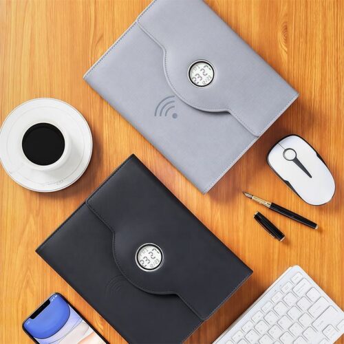2026 New Rongyi A5 Customized Color Printing Leather Cover Seam Binding Storage Box Notebook Business Mobile Power Noteboo...