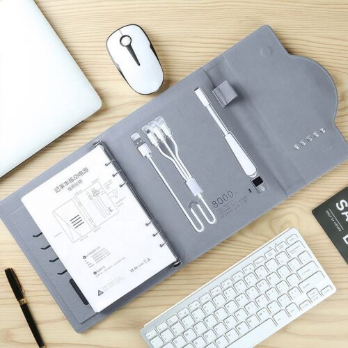 2026 New Rongyi A5 Customized Color Printing Leather Cover Seam Binding Storage Box Notebook Business Mobile Power Noteboo...