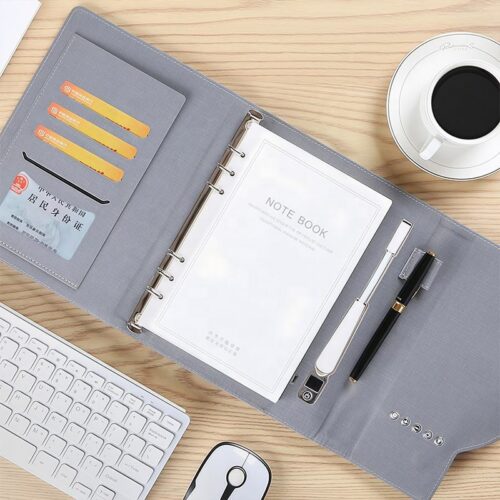 2026 New Rongyi A5 Customized Color Printing Leather Cover Seam Binding Storage Box Notebook Business Mobile Power Noteboo...