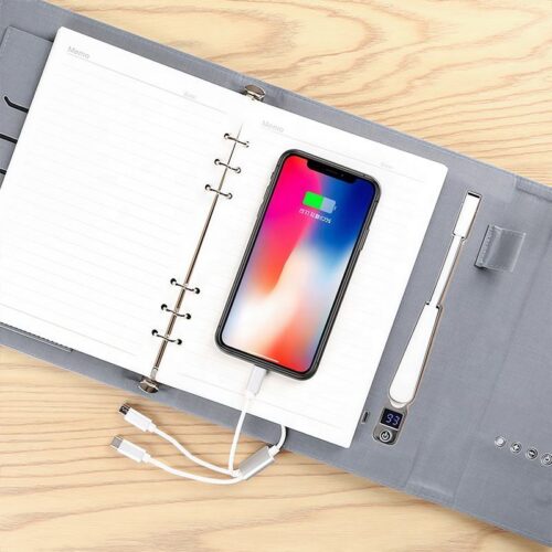 2026 New Rongyi A5 Customized Color Printing Leather Cover Seam Binding Storage Box Notebook Business Mobile Power Noteboo...